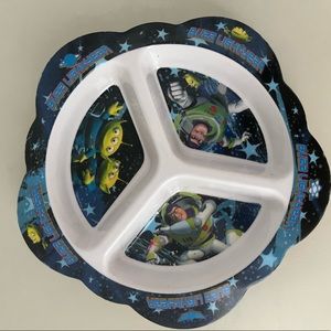 Buzz Lightyear Melamine kids plate divided Toy Story by Playtex 8”